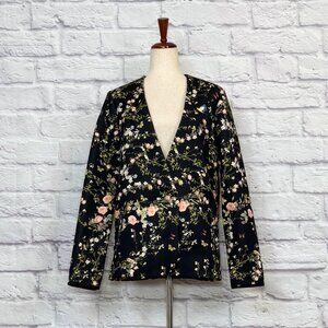 Roseanna Black Garden Print Lapelless Blazer